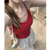 church outfit Thin Shoulder Strap with Chest Pad Camisole Can Be Worn outside Women's Spring Inner Wear Beauty Back Sleeveless Hot Girl Top Fashion