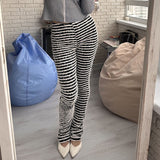 outfit inspo New Women's Fashion Casual High Waist Hip Lifting Casual Pants Woolen Striped Sexy Slim Long Pants