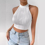 90s fashion Style 2024 Summer New Elegant Halter Vest Slim-Fit Navel Tight Slimming Short Top