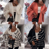 2000s fashion 2024 Autumn and Winter New Casual Loose Solid Color Mid-Length Knitted Sweater Cardigan Coat for Women