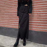 2000s fashion Chic Summer Niche Versatile High Waist Slimming Irregular Split Design over the Knee Long Skirt for Women