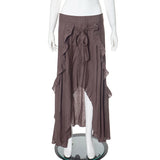 dress to impress codes Retro Style Irregular Wooden Ear Design Long Skirt Women's Versatile New