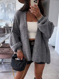 2000s fashion 2024 Autumn and Winter New Casual Loose Solid Color Mid-Length Knitted Sweater Cardigan Coat for Women