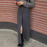 2000s fashion Chic Summer Niche Versatile High Waist Slimming Irregular Split Design over the Knee Long Skirt for Women