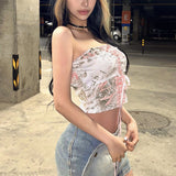 outfit inspo Summer Fashion Trendy Women's Clothing New Sexy off-Neck Printed Tube Top Slim Fit Inner Vest