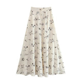 going out outfits Summer New Blogger Small Flower Embroidered Strap High Waist Skirt Long Skirt Suit