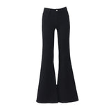 90s fashion American-Style Black Thin Velvet Skinny Jeans for Women 2024 Autumn and Winter New Low Waist Wide Leg Slimming Versatile Flared Pants