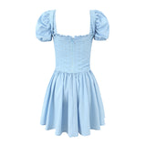 pop culture dress to impress Women's Clothing 2024 Summer New Sweet Puff Sleeve Square Collar Dress Corset Princess Dress Two Pieces