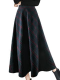 outfit inspo fall Women's Autumn and Winter Plaid Woolen Skirt Thickened Retro plus Size A- line Skirt High Waist Long Dance Skirt Women's Skirt