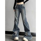 2000s fashion Y2k American Retro Harajuku Jeans Women's Street Hip Hop Patch Distressed Wide-Leg Pants Slim Slimming Pants Ins