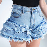 2000s fashion Sexy Hot Girl Style 2024 Autumn New Fashion Trendy Brushed Tassel Design High Waist Denim Shorts for Women