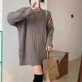 dti outfits round Neck Sweater Women's Autumn Thickened Twist Internet Celebrity Sweater Ins Trendy Fashion Loose Solid Color Bottoming Sweater