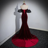 hoco dresses Wine Red Velvet Evening Dress Women's Elegant Tube Top Fishtail Floor Dress Annual Meeting Host Bridal Dress