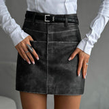 grunge outfits American Retro Niche High Waist A- line Slimming Skirt Sexy Hot Girl Hip Skirt