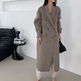 90s fashion 2024 Popular Long Wool Suit Collar Double-Sided Cashmere Coat Double-Breasted Classic Women's Coat Manufacturer