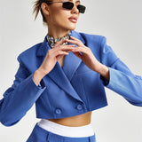 90s fashion Summer New Sweet Sexy Long-Sleeved Suit Top Half-Length Temperament A- line Skirt Suit Women