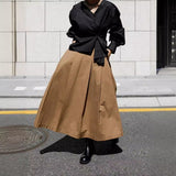 2000s fashion New Elastic Waist Skirt Women's A- line Skirt Mid-Length Fashion Casual Skirt Versatile Large Swing Temperament Loose Skirt