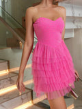 cybergoth dress to impress Summer New Rhinestone Mesh Cake Skirt Short Skirt Party Dress Skirt