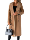 2000s fashion Women's Spring 2024 New Coat All-Match Woolen Coat Solid Color Long Sleeve Double Breasted Pocket