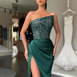 prom dresses 2024 New Green Sequined Fairy Wedding Long Sleeve One-Piece Temperament Dress Evening Dress