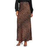 outfit ideas Satin Skirt Sexy Leopard Print Maxi Skirt High Waist Elastic Silky Maxi Skirt