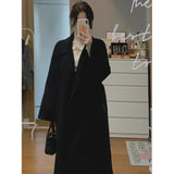 barn jacket outfits Red Woolen Coat Women's Mid-Length 2024 Spring and Autumn New Loose Woolen Coat