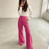 2000s fashion New Wide-Leg Mopping Trousers Straight Draping Suit Pants High Waist Suit Pants