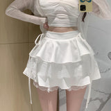 summer outfits inspo Fluffy Skirt Women's Spring and Summer Mesh Stitching High Waist Slimming Cake Skirt Niche A- line Skirt