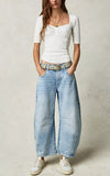 90s fashion 2024 Hot Sale Wide Leg Loose Jeans Women's Washed Denim