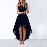 homecoming dresses Spring and Summer New Hollow Waist Chiffon Dress Dinner Lace Dress