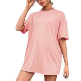 90s fashion 2024 Summer New Women's Solid Color Casual Fashion plus Size Loose round Neck Short Sleeve T-shirt