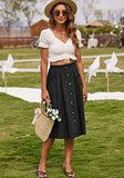 Picsgirl 2000s fashion Spring and Summer New Skirt Casual Button A- line Skirt High Waist Midi Skirt Women's Clothing