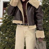 outfit Winter New European Fashion Maillard Style Fur Motorcycle Jacket Jacket