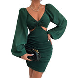 jester dress to impress Fashion Sexy Women's Elegant V-neck Hip Skirt New Gauze Long Sleeve Dress