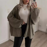 2000s fashion 2024 Autumn and Winter New Casual Loose Solid Color Mid-Length Knitted Sweater Cardigan Coat for Women