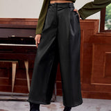 2000s fashion Autumn and Winter Loose Leather Pants Personality Harem Trousers Straight Pants Black Wide Leg Pants