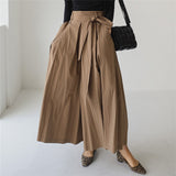 2000s fashion Plus Size Wide-Leg Pants Skirt 2024 Autumn New Elastic High Waist Pants BF Casual Student Slimming Flared Cropped Pants