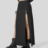 cybergoth dress to impress Women's New High Slit Skirt Built-in Shorts High Elastic Anti-Exposure High Waist Skirt