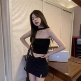 90s fashion Hot Girl Sexy Camisole 2024 Summer New Retro Tube Top Knitted Short Top