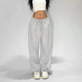 outfit inspo Y2g American Retro Gray Wide Leg Sweatpants Women's Hip Hop Jazz Dance Sports Pants Loose Casual Pants