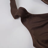 PICSGIRL  -  Brown Embroidered V Neck Backless Halter Top 2000s Clothes Y2k Vintage Sexy Tank Tops Women Summer 2025