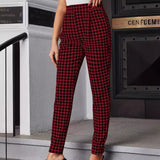 90s fashion Urban Leisure Spring New Plaid Casual Women's Trousers