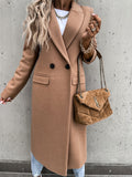 2000s fashion Autumn and Winter Long Suit Collar Woolen Coat for Women