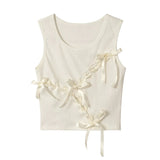 2000s fashion 2024 New American Hot Girl Ribbon Summer Fashion Street Bow Lace-up Hollow Sleeveless Vest Fashion