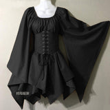 group halloween costumes New Party Women's Long Sleeve Renaissance Medieval Bell Sleeve Dress