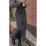 2000s fashion Chic Summer Niche Versatile High Waist Slimming Irregular Split Design over the Knee Long Skirt for Women