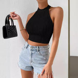 90s fashion Style 2024 Summer New Elegant Halter Vest Slim-Fit Navel Tight Slimming Short Top