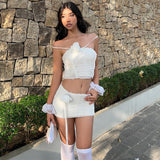 outfit inspo INS Style Summer New Women's Clothing Fashion Hot Girl Two-Piece Set Temperament Pleated Tube Top Skirt Suit