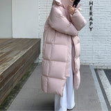 2000s fashion 2024 Winter Fashion New Maillard Mid-Length over-the-Knee Cotton-Padded Coat Women's Hooded Loose Warm Coat Fashion