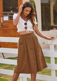 2000s fashion Spring and Summer New Skirt Casual Button A- line Skirt High Waist Midi Skirt Women's Clothing